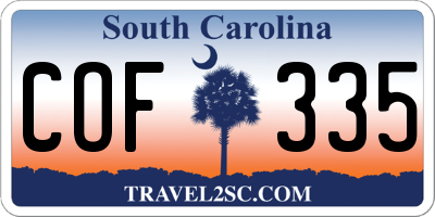 SC license plate COF335