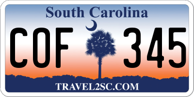 SC license plate COF345