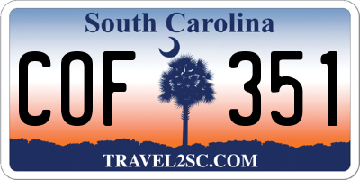 SC license plate COF351
