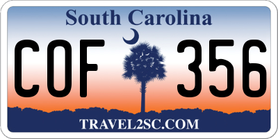 SC license plate COF356
