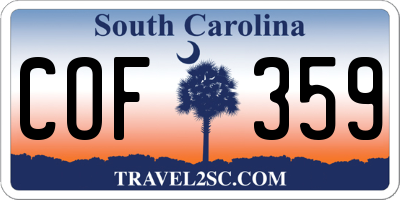 SC license plate COF359