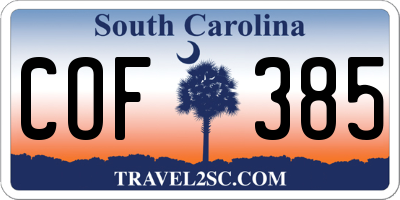 SC license plate COF385