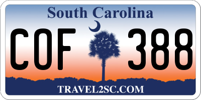 SC license plate COF388