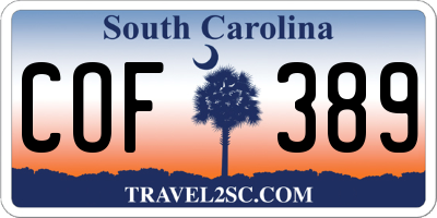 SC license plate COF389