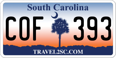 SC license plate COF393