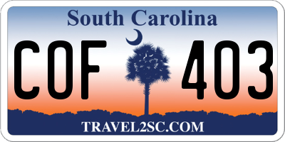 SC license plate COF403