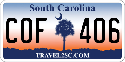 SC license plate COF406
