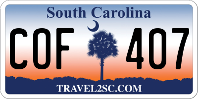 SC license plate COF407