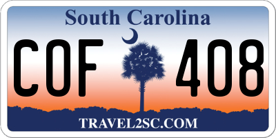 SC license plate COF408