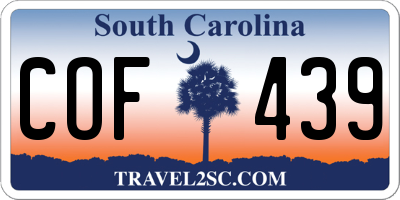 SC license plate COF439