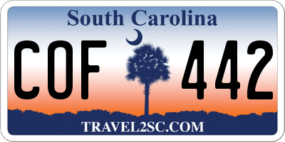 SC license plate COF442