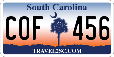 SC license plate COF456