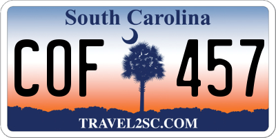 SC license plate COF457