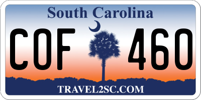 SC license plate COF460
