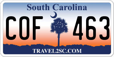 SC license plate COF463