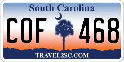 SC license plate COF468