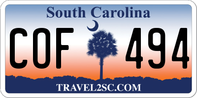SC license plate COF494