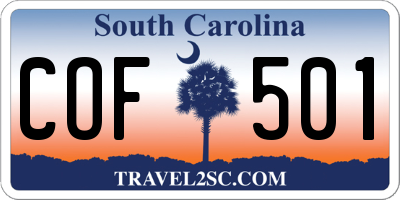 SC license plate COF501