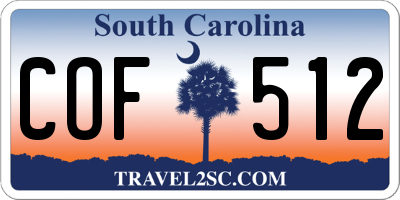 SC license plate COF512
