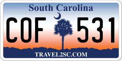 SC license plate COF531