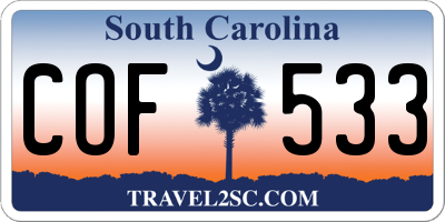 SC license plate COF533