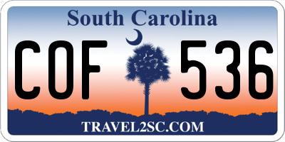 SC license plate COF536