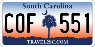 SC license plate COF551