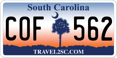 SC license plate COF562