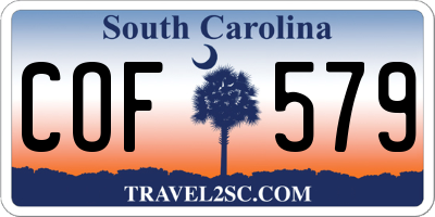 SC license plate COF579