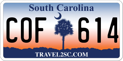 SC license plate COF614
