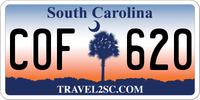 SC license plate COF620