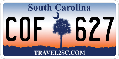 SC license plate COF627