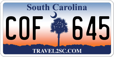 SC license plate COF645