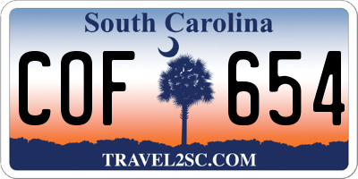 SC license plate COF654