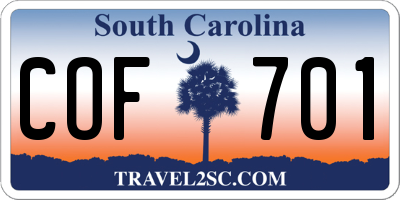SC license plate COF701