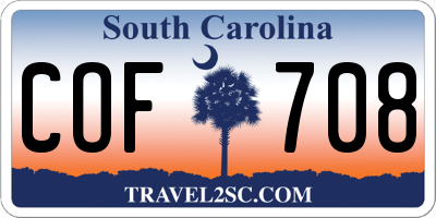 SC license plate COF708