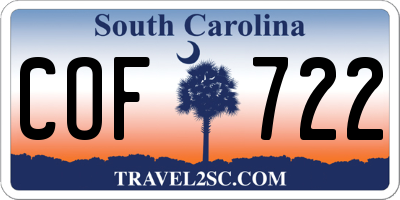 SC license plate COF722