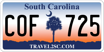 SC license plate COF725