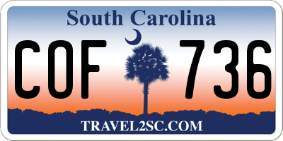 SC license plate COF736