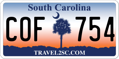 SC license plate COF754