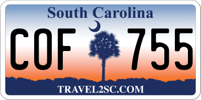 SC license plate COF755