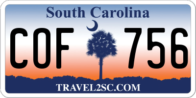 SC license plate COF756