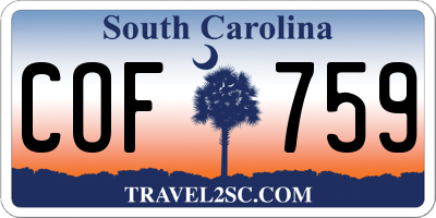 SC license plate COF759