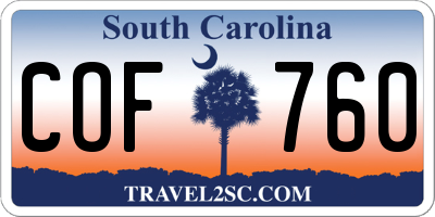 SC license plate COF760