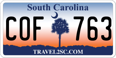 SC license plate COF763