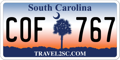 SC license plate COF767