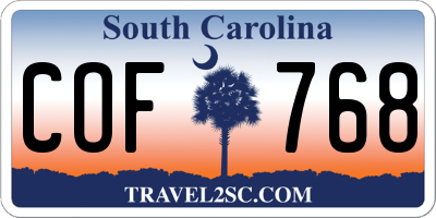 SC license plate COF768