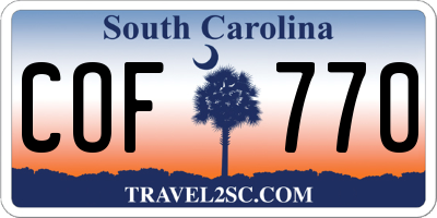 SC license plate COF770