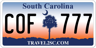 SC license plate COF777