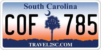 SC license plate COF785